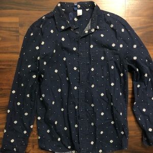 Men’s Flannel Navy Long Sleeve, Medium